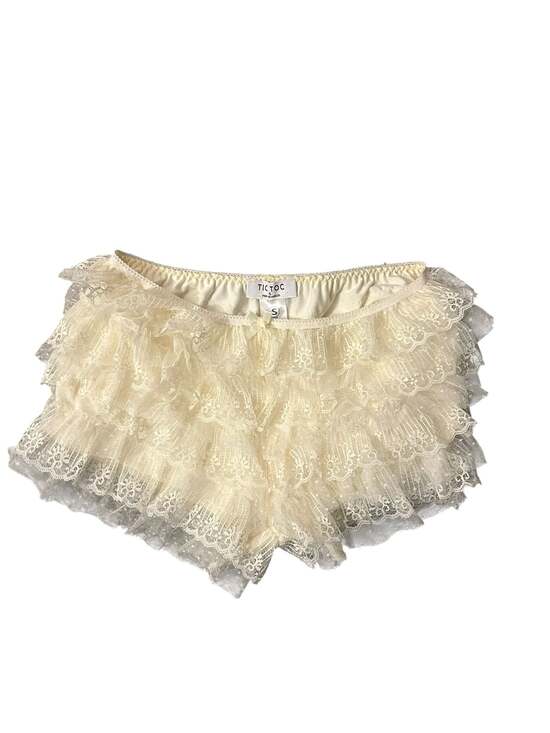 TicToc Pants - TicToc From Los Angeles Women's Cream Lace Ruffle Bloomer Shorts